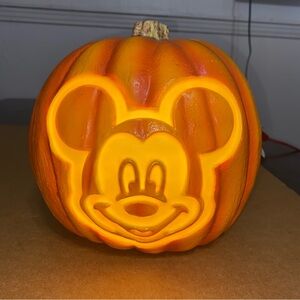 Disney Mickey Mouse Orange Pumpkin Light Works 1997 Blow Mold W/Electric Light